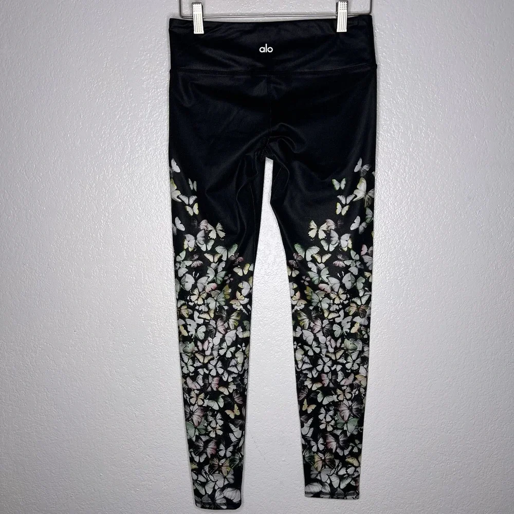 Alo Yoga Gypset‎ Goddess Airbrush Butterflies Glossy Print Leggings Size Small